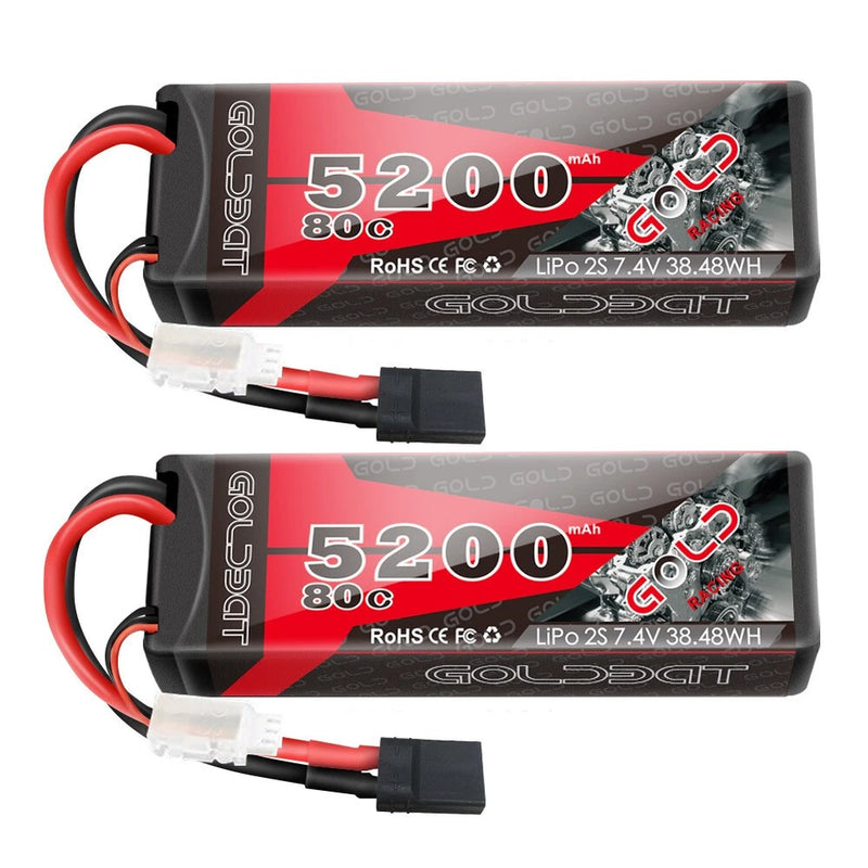 2x 80C 5200mAh 7.4V RC 2S Lipo Battery Traxxas Plug Hardcase For Car Truck Buggy Battery