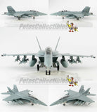 Hobby Master F/A-18F Advanced Super Hornet model jet, gray with missiles, landing gear down