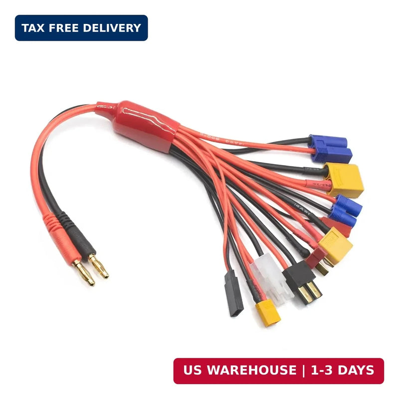 RC Battery Charger Adapter Leads 10 in 1 Multi Splitter Connector Wire Cable wit Battery