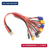 RC Battery Charger Adapter Leads 10 in 1 Multi Splitter Connector Wire Cable wit Battery