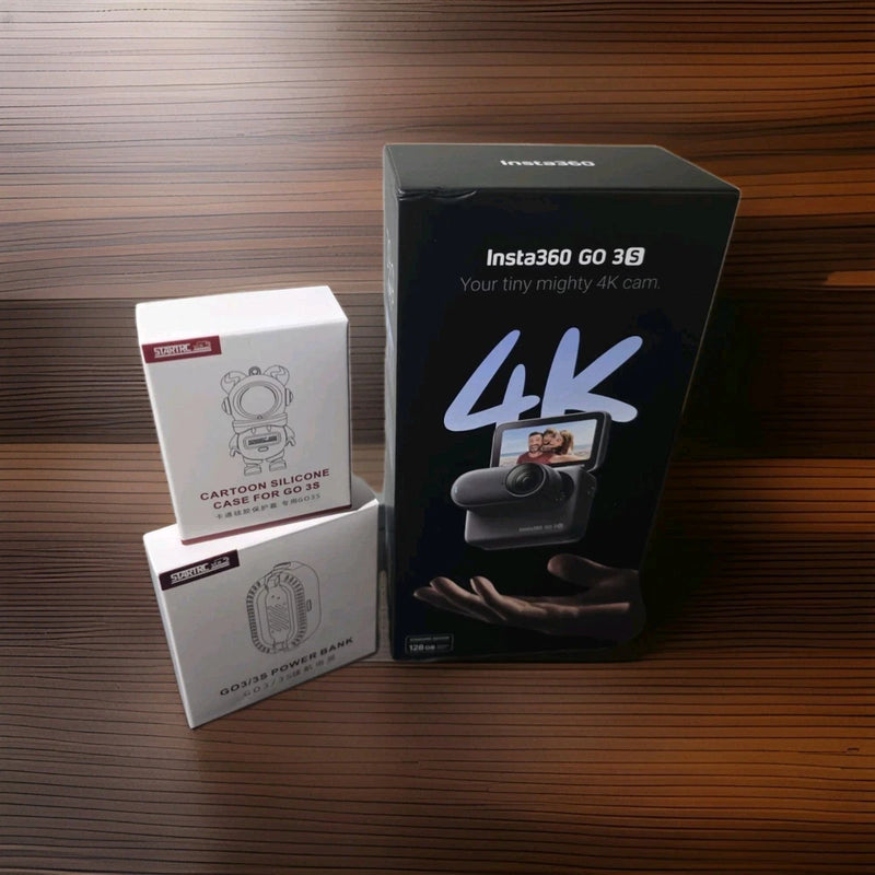 Insta360 Go 3S Black 128GB Action Camera 4K W/POWERBANK AND ASTRONAUT CASE