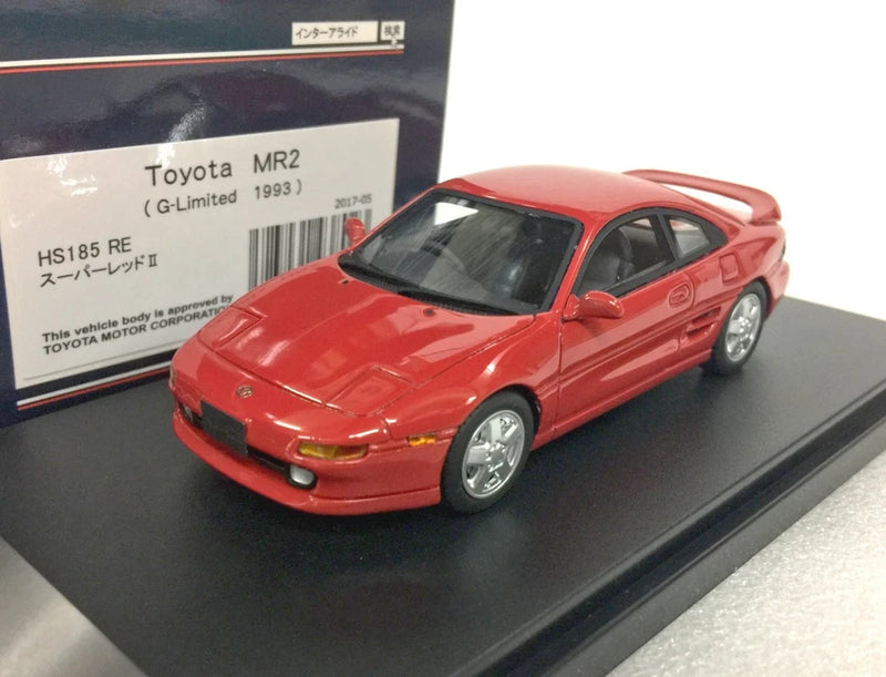 Red 1:43 scale Toyota MR2 G Limited 1993 die-cast model car, front 3/4 view