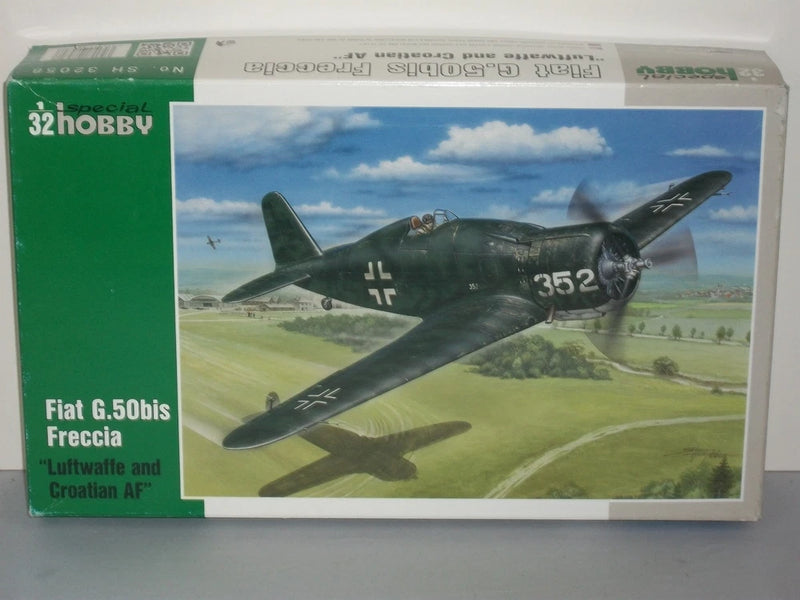 1/32 scale aircraft model kit box featuring dark gray WWII prop plane artwork