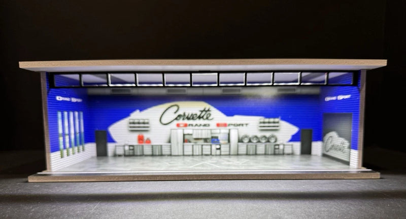 Corvette Grand Sport Theme FOR Hot Wheels 1:64 Model Diorama Garage LED Lighting