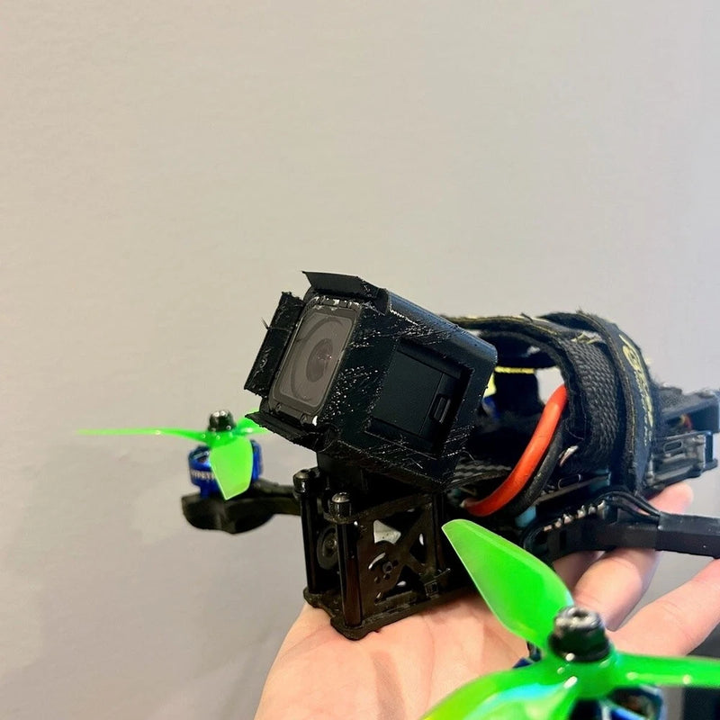 3D printed 30-degree GoPro Session mount, black with mounting hardware