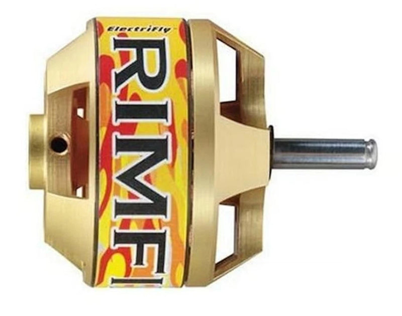 Great Planes rimfire brushless outrunner motor with gold housing and metal shaft