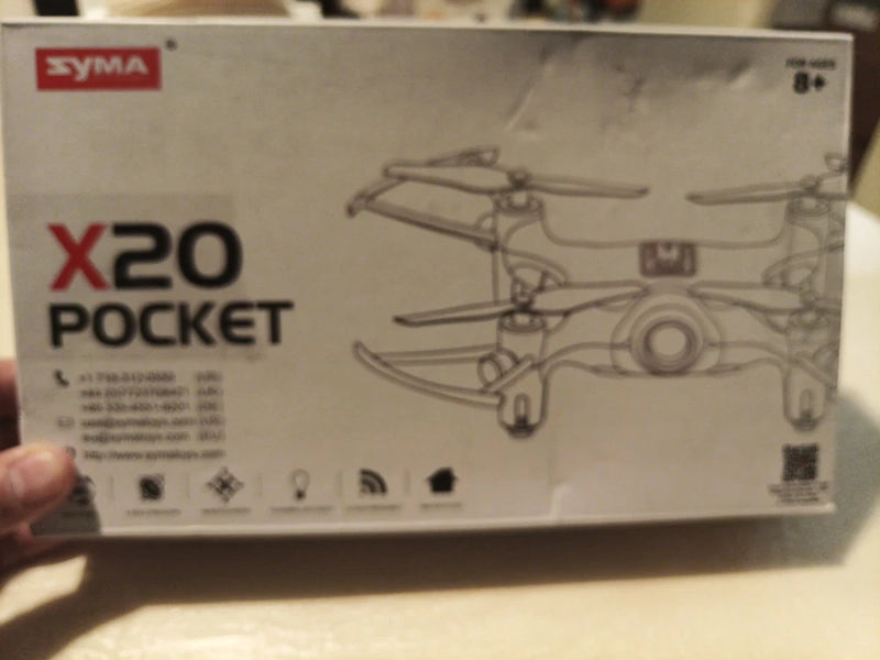 Syma X20 pocket drone retail box with X20 Pocket text