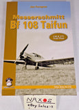 Model aircraft kit instruction booklet with plane photo, yellow Bf 108 Taifun cover