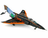 1/72 RF-4E Phantom model aircraft in dark gray with orange and blue markings