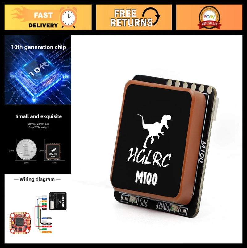 Upgraded Compass Module with 10th Gen Chip for FPV Fixed-Wing UAVs, High Precisi