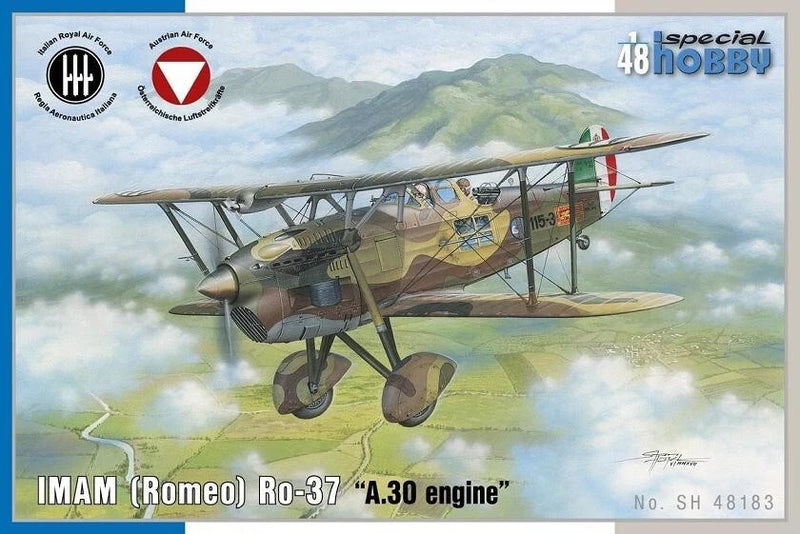 Special Hobby 1:48 scale airplane model kit box with green IMAM Romeo aircraft