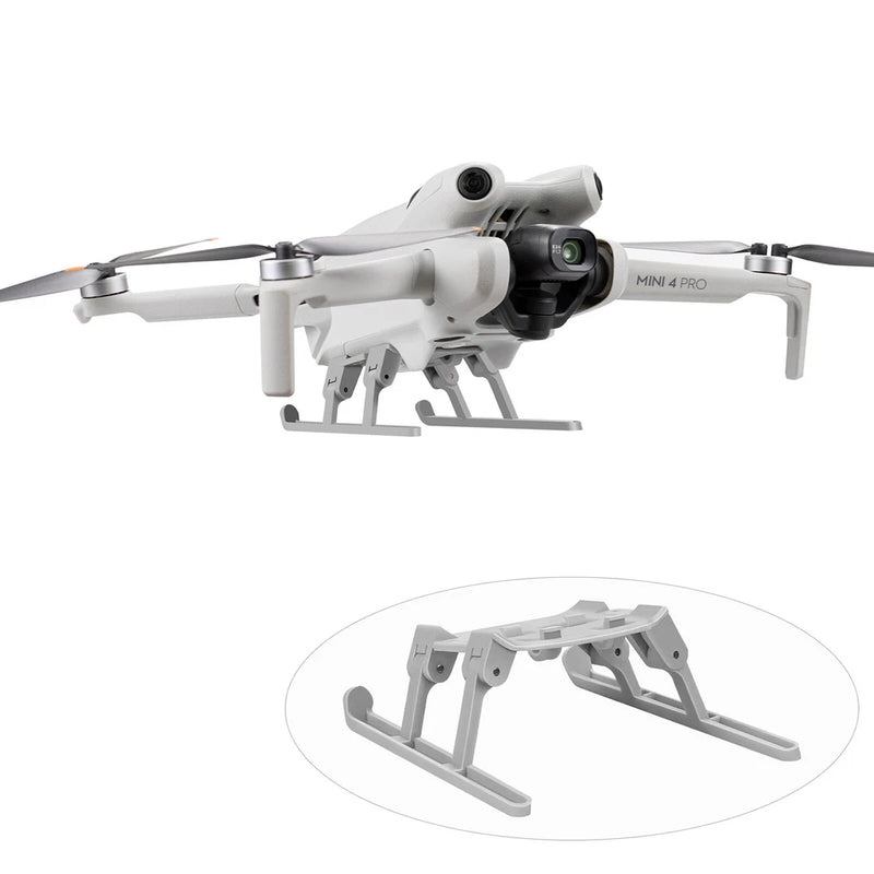 Foldable landing gear protector bracket for DJI Mini 4 Pro drone, gray metal arms