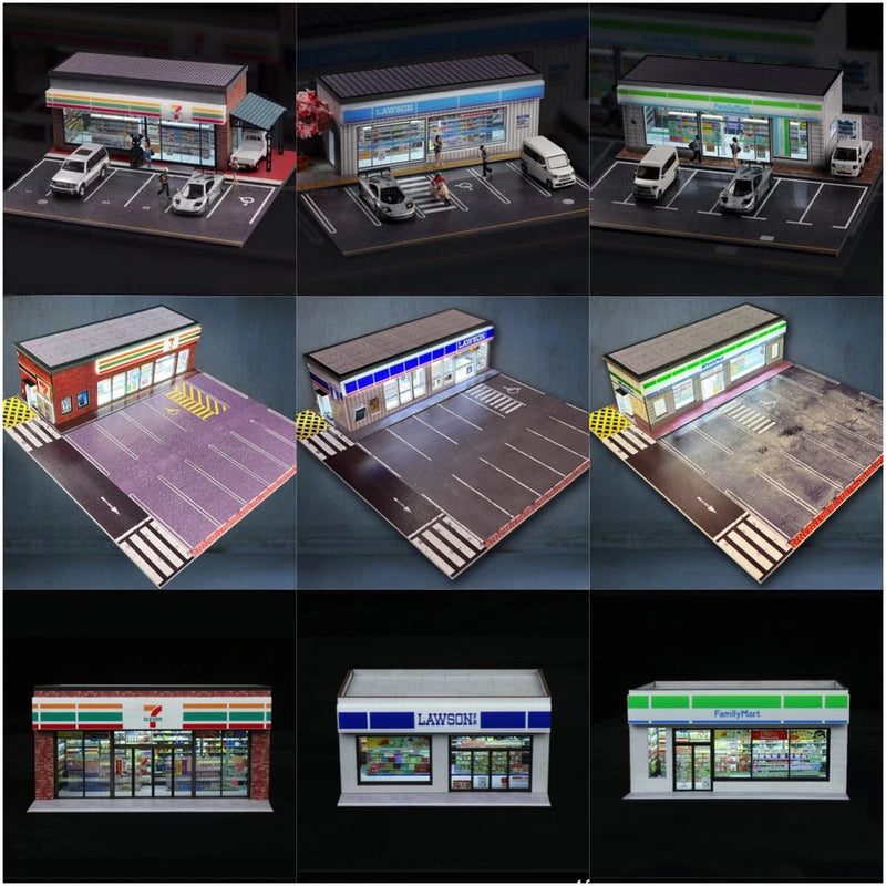 Diorama 1/64 Car Parking Lot LED Lighting City Store Garage Scene Display Model