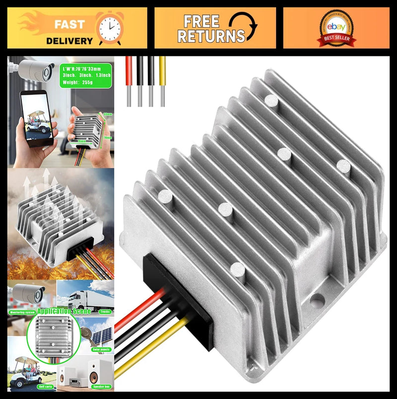 48V to 12V 20A Waterproof Voltage Converter, DC Step Down Transformer for Golf C