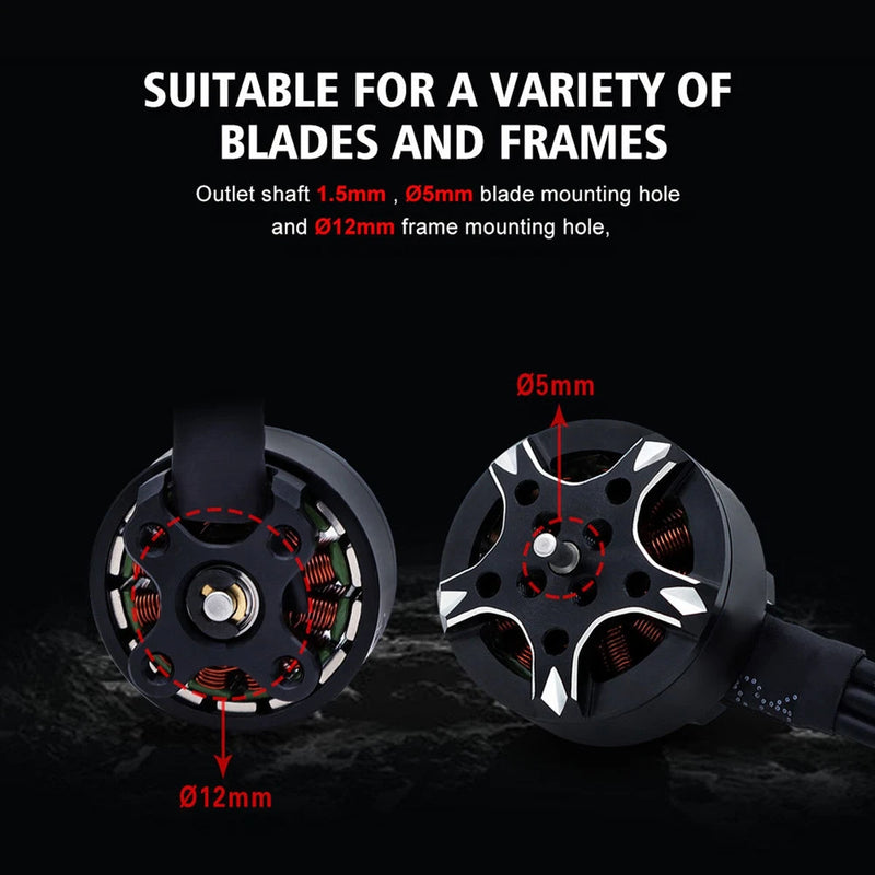 Black brushless motor with exposed stator and 1.5mm outlet shaft, 12mm frame hole