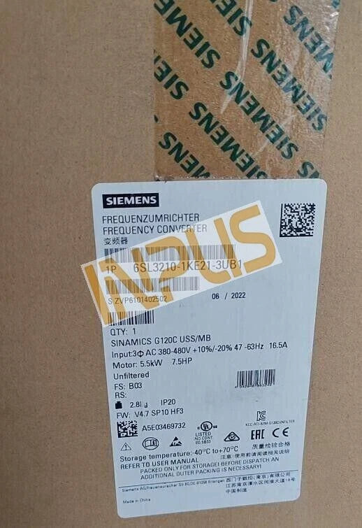 6SL3 210-1KE21-3UB1 NEW SIEMENS SINAMICS G120C Rated Power 6SL3210-1KE21-3UB1