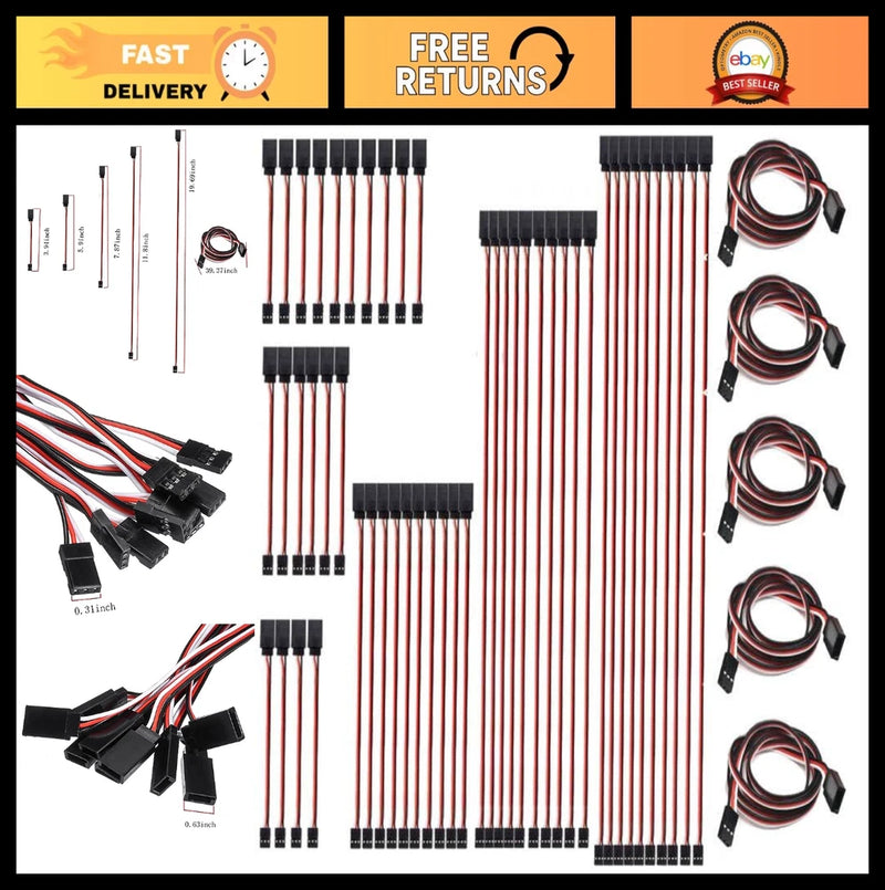 55Pcs 6 Sizes Male to Female 3 Pin Servo Extension Cables for RC Control Parts Converter