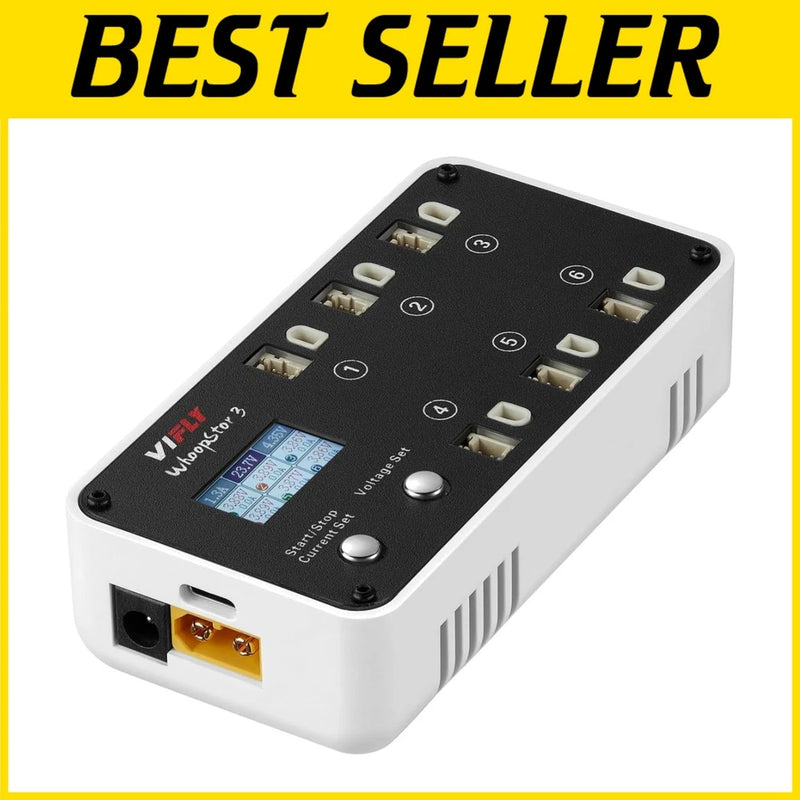 WhoopStor V3: 6 Port 1S LiPo Battery Charger and Discharger