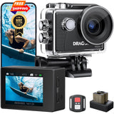 Dragon Touch 4K30FPS Action Camera Vision 3 20MP 100FT Compact, Black