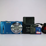 Panasonic Digital Camera Lumix DMC-TZ20 14.1MP Blue Tested Full Working Set