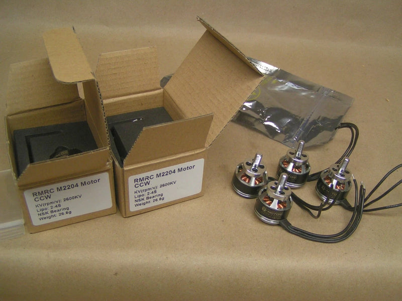 Brushless drone motor set with T-Motor and RMC, six motors with wiring harness