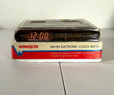 Windsor digital AM/FM clock radio with alarm and snooze, front display on