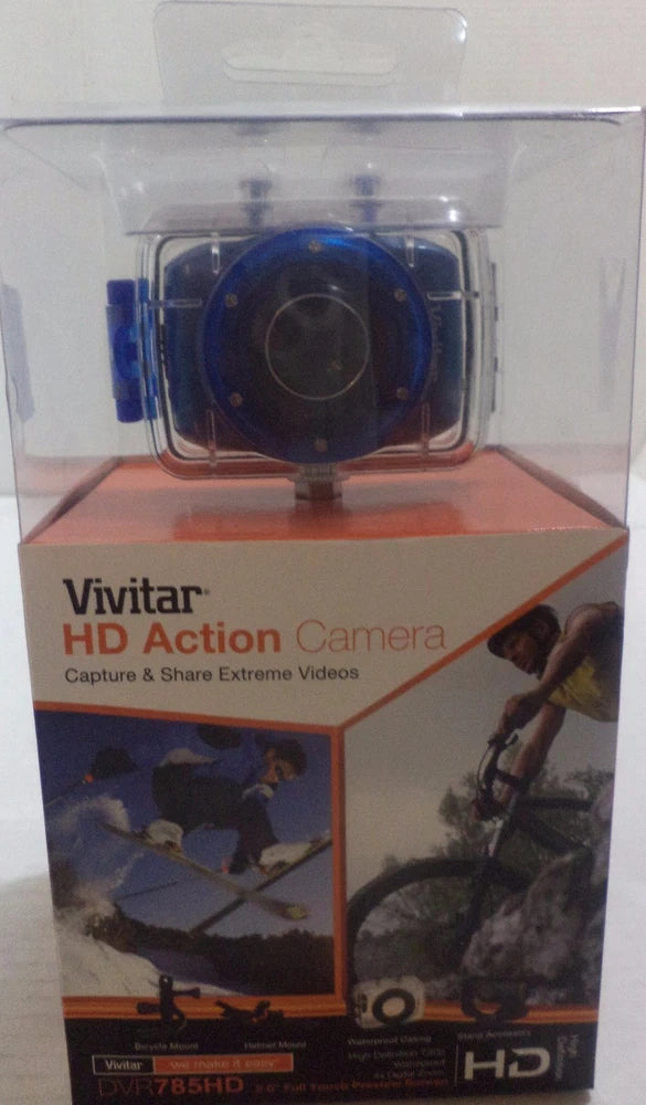 Vivitar DVR785HDBLU 5MP Pro Waterproof Camcorder Case Mount Video Camera 2" LCD