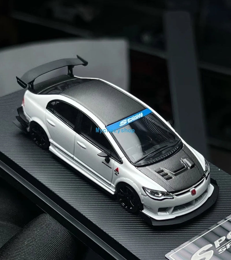 CR MT 1:64 White JDM Civic Type R FD2  Sports Model Diecast Metal Car