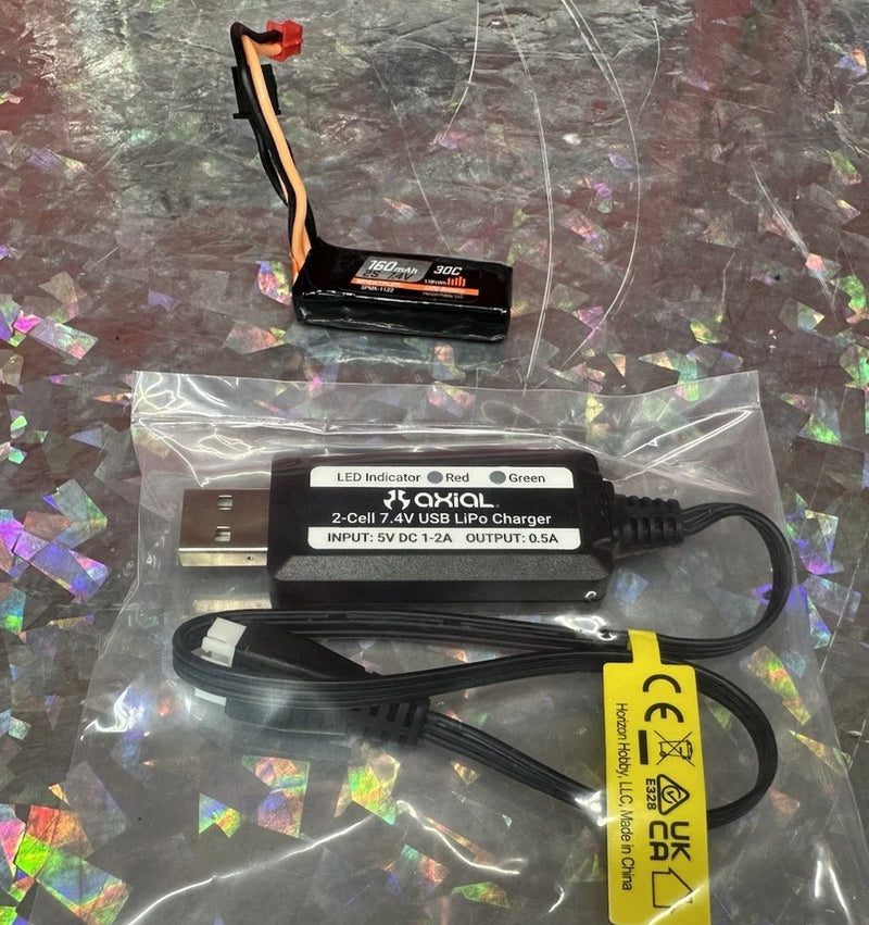 SPMX3502S30 Spektrum Battery USB Charger Scx30 Axial Bronco Jeep Lipo 7.4v 2s Battery