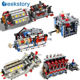 Speed gearbox cylinder engine construction set with motor and battery case, multi-view