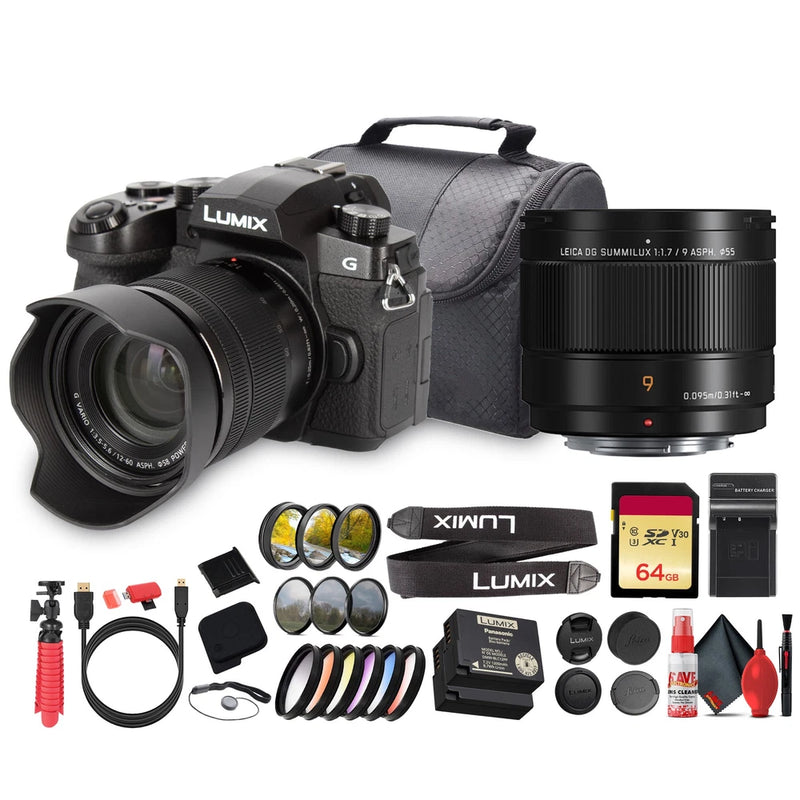 Panasonic Lumix G97 Camera 12-60mm + Panasonic Leica 9mm f/1.7 Lens 64GB Bundle
