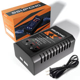 LiPo battery balance charger with power cable and vented black casing