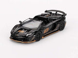 Lamborghini Aventador SVJ 63 Roadster black 1:64 scale model with orange accents, open-top