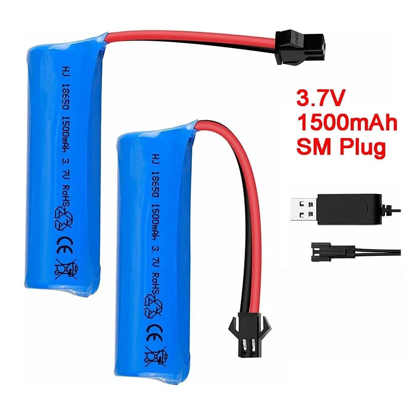 2pcs 3.7V 1500mAh Li-po Rechargeable Battery SM Plug For RC Cars Boats Trucks Battery