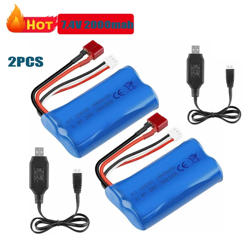 7.4V 2000mAh 20C Lipo Battery T Plug + USB for RC Car Off Road Truck Car Jumper