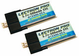 Lectron Pro 3.7V 300mAh 35C LiPo battery 2-pack, labeled, with white connector