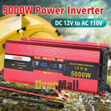 5000W Car Vehicle Power Inverter DC 12V 24V to AC 110V Converter With USB, 2AC