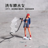 1/64 Diorama Car Wash Girls Figure Model City Garage Scene Display Props Model