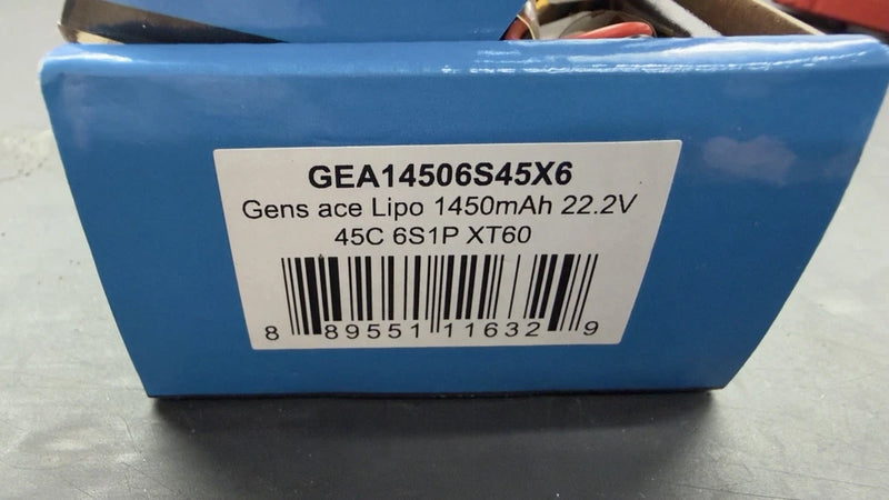 Gens Ace 6S LiPo RC Helicopter Battery 45C 22.2V 1450mAh GEA14506S45X6 Battery