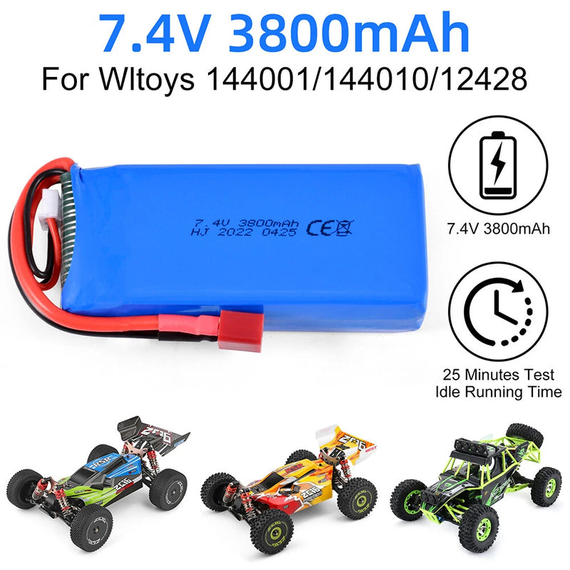 7.4V 2S 3800mAh LiPo Battery for Wltoys 144001/144010/124017/124019/124018/12428