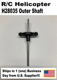 RC helicopter outer shaft with black rotor hub and metal shaft, replacement part