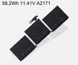 Black laptop battery pack, 58.2Wh 11.41V A2171, visible contact leads