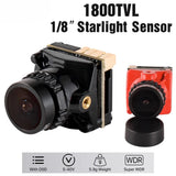 FPV camera module with 1/8" Starlight sensor and black lens, red housing