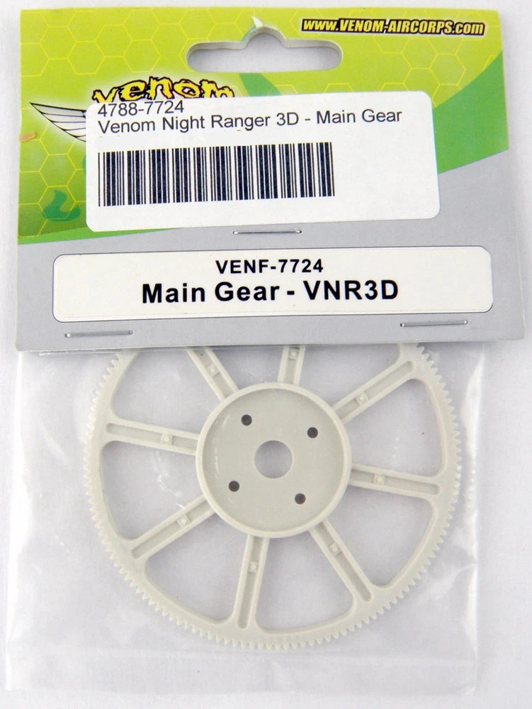 Venom Night Ranger 3D RC helicopter main gear, white plastic with circular spoke wheel