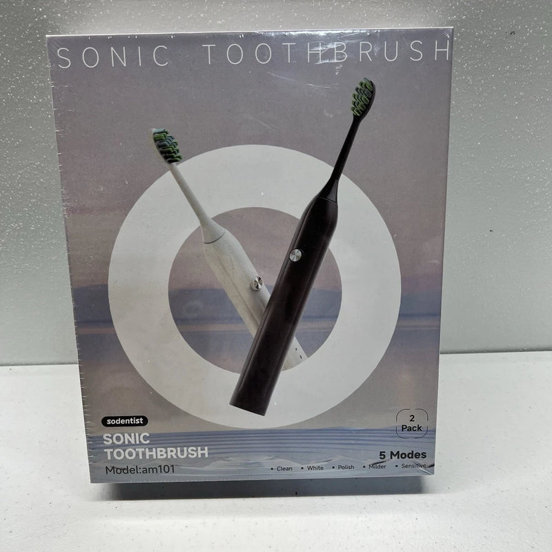 Sonic Electric Toothbrush Battery Operated 2 Pack Model: am101  1 Black 1 White Battery
