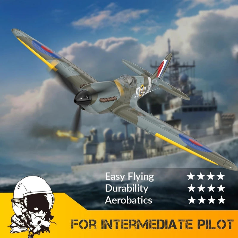 Volantex Spitfire RC Plane 2.4G 4CH One-Key Aerobatic RTF Warbird RC Fighter Toy