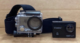 CROSSTOUR CT7000 ACTION CAMERA W/ WATERPROOF CASE & HEAD STRAP- USED.