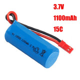 Blue 3.7V 1100mAh LiPo battery with JST plug, 15C