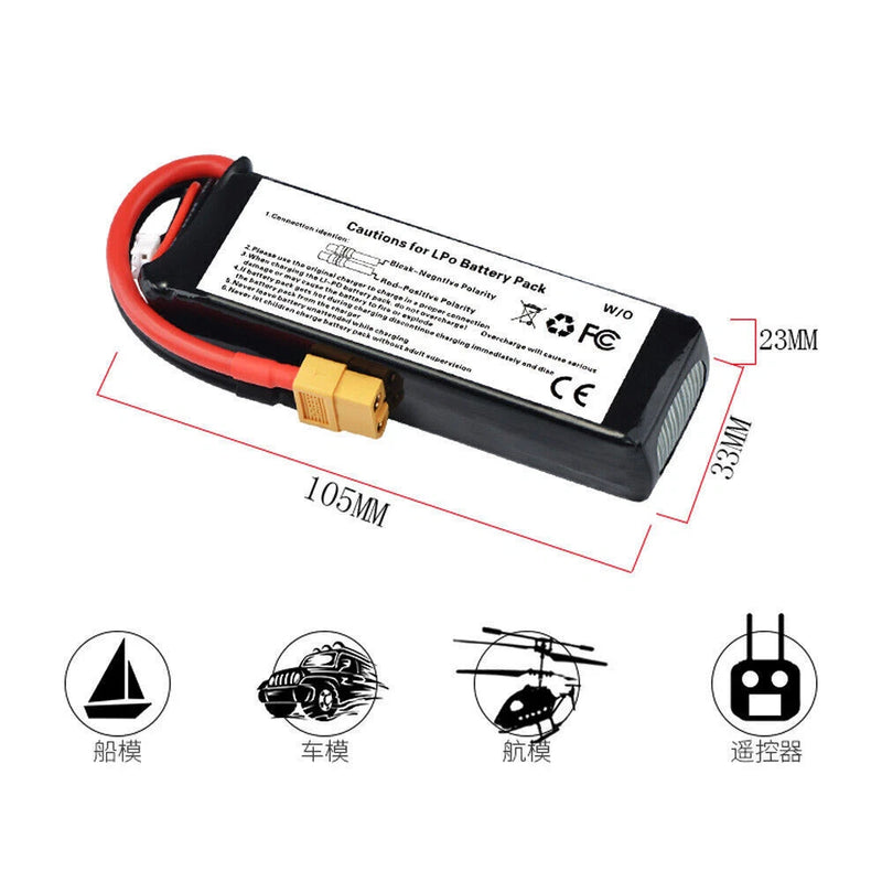 1PC 11.1V 2200Mah 3S XT60 Lipo Battery For Walkera Runner 250 250-Z-26 RC Plane
