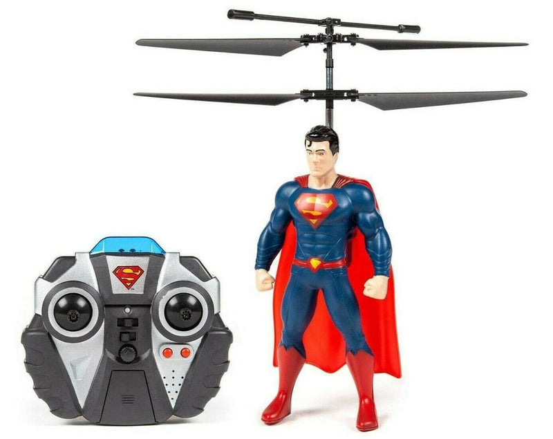 RC helicopter toy with Superman action figure and handheld controller
